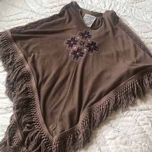 Bohemian Poncho with Embroidered Detail